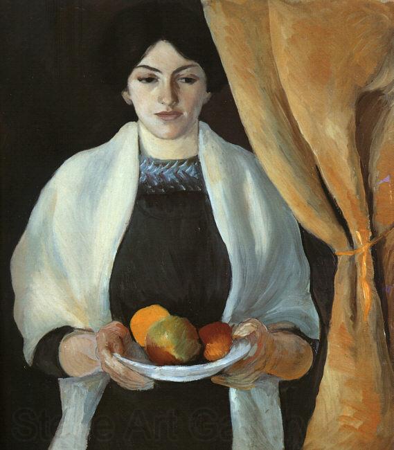 August Macke Portrait with Apples : Wife of the Artist Spain oil painting art